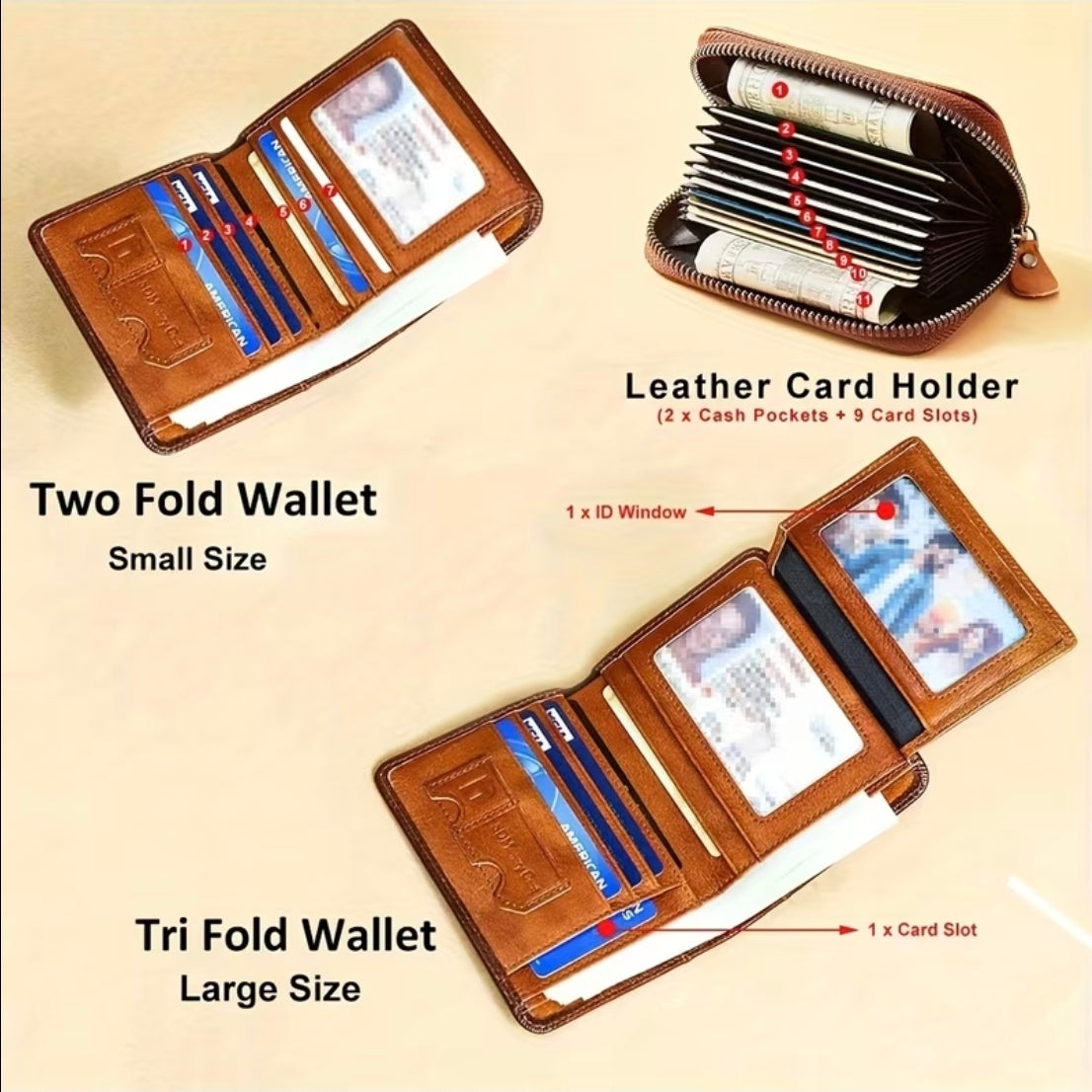 Leather wallet - 3 Variants