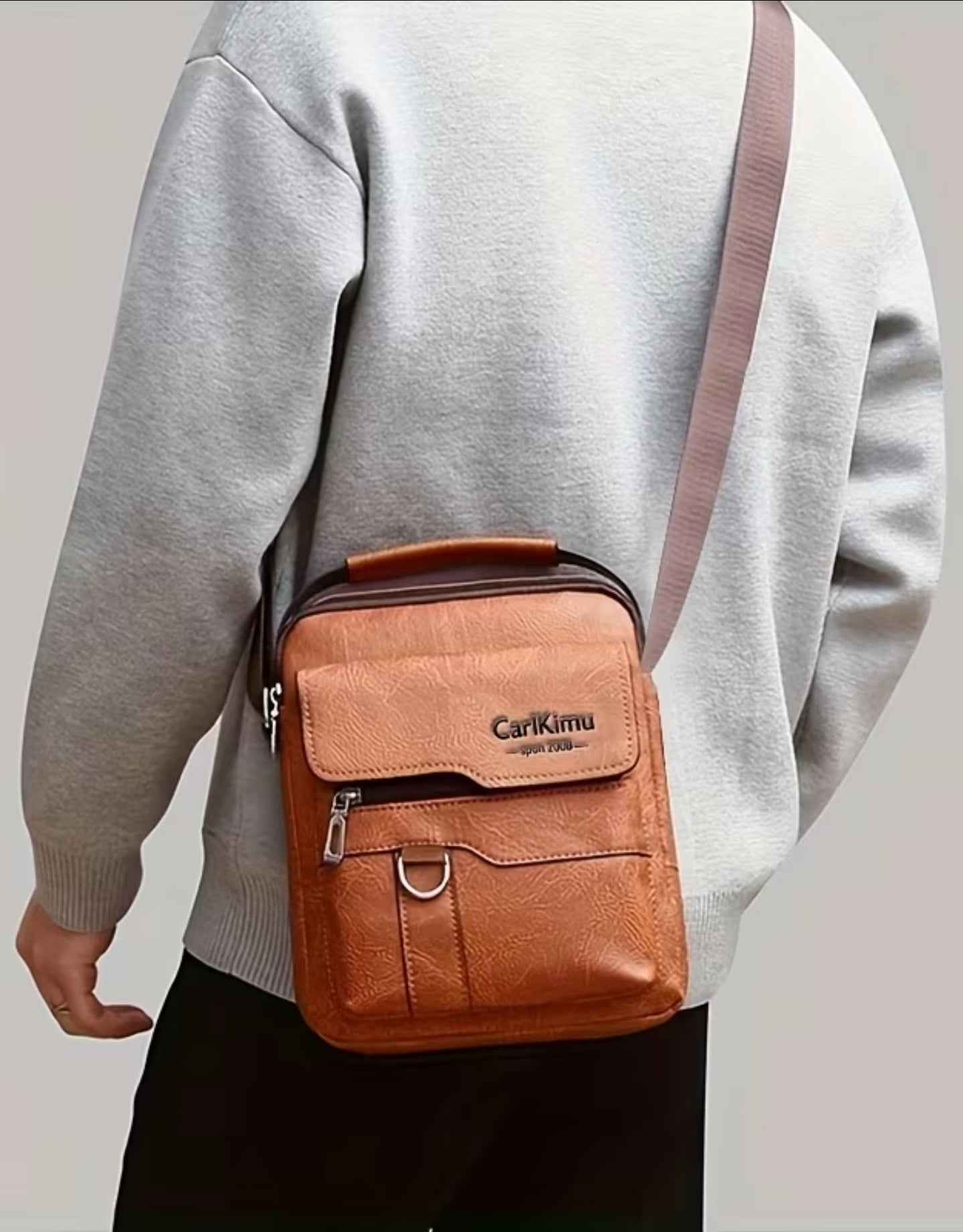 Men's Casual Crossbody Bag Zipper Shoulder Handbag